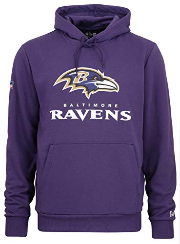 New Era - NFL Baltimore Ravens Team Logo y Nombre Sudadera con Capucha Hoodie - Carolina Azul Color Lila, Tamaño XL