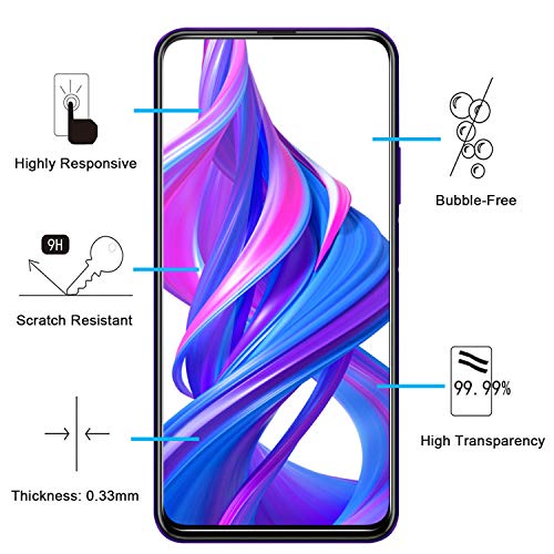 NEW'C 3 Unidades, Protector de Pantalla para Honor 9X, Honor 9X Pro, Huawei P Smart Z, Antiarañazos, Antihuellas, Sin Burbujas, Dureza 9H, 0.33 mm Ultra Transparente, Vidrio Templado Ultra Resistente