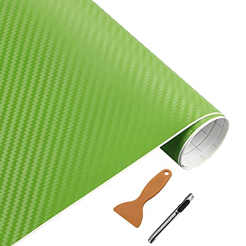 NewL Rollo de vinilo de fibra de carbono verde 3D con película adhesiva de liberación de aire, incluye herramientas de instalación (verde, 30 cm x 152 cm)