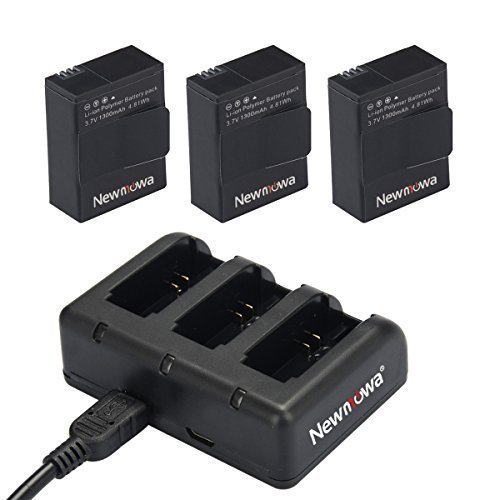 Newmowa1300mAh Batería de Repuesto (3-Pack) y Kit de Cargador para Mini USB portátil para Hero 3, Hero 3+, AHDBT-301, AHDBT-302