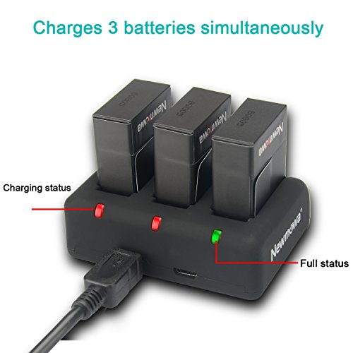 Newmowa1300mAh Batería de Repuesto (3-Pack) y Kit de Cargador para Mini USB portátil para Hero 3, Hero 3+, AHDBT-301, AHDBT-302