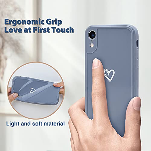 Newseego Funda Compatible con iPhone XR, Carcasa Protectora Antigolpes con Parachoques de TPU Suave para iPhone XR Delgada Funda Love Heart Anti-Choques Case de Telefono para iPhone XR-Gris