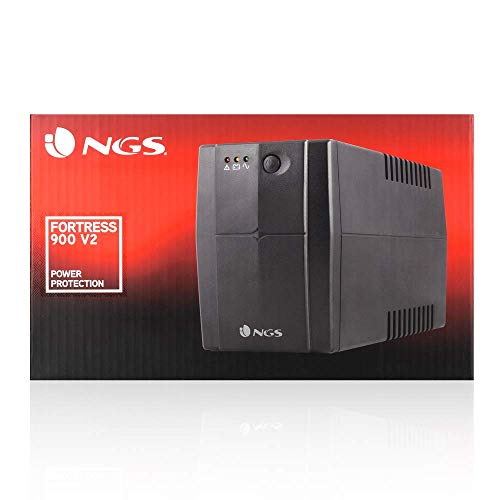 NGS FORTRESS900V2 - Sistema de Alimentación Ininterrumpida SAI, Off Line UPS 600 VA, Tensión Constante de Salida 360W para 2 Enchufes Schuko