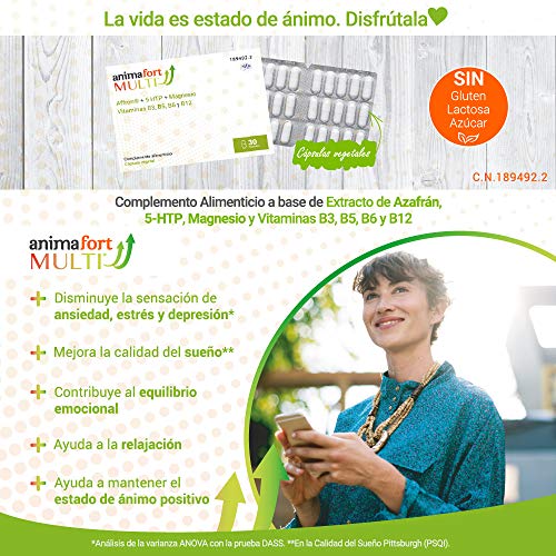 Niam Laboratorios Animafort MULTI Cápsulas Vegetales con Afron, 5-HTP, Magnesio y Vitaminas B, 30 Cápsulas