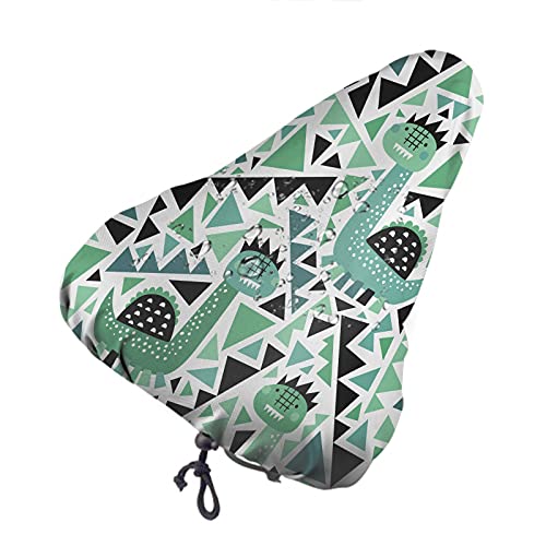 Nicokee Lindo Dino Y Formas Geométricas Cojines de Asiento de Bicicleta Cubierta de Cojín Arte Abstracto África Animal Dinosaurio Dibujos Animados Bicicleta