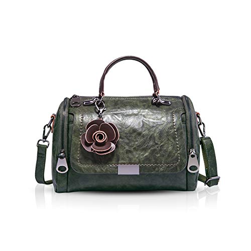 NICOLE & DORIS Bolso Mujer Bolsos de Hombro Pequeños Bolsos Florales Bolso Bandolera Mujer Piel Bolsos Vintage con Asas Superiores Verde Scuro