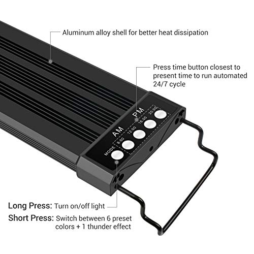 NICREW RGB Plus Luz LED Acuario, Luz Acuario Dulce Agua con Control Remoto, 24/7 Completamente Automatizado LED Acuario, 120-158 cm, 30W