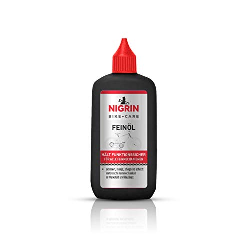 NIGRIN BIKE-CARE Aceite fino | Botella de 100 ml | Aceite para mecánica de precisión | para hobby y taller | sin resina ni ácidos | Color gris