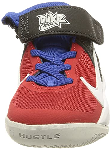 Nike Team Hustle D 10 FlyEase, Sneaker, Off Noir/White-University Red-Game Royal, 33.5 EU