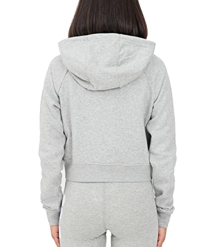 NIKE W NSW ESSNTL FLC GX Crop HDY Sweatshirt, Dk Grey Heather/White, M Women's