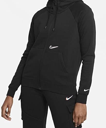 NIKE W NSW ESSNTL FZ Hoodie PRNT Sweatshirt, Women's, Black, L