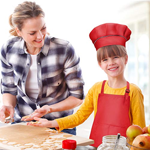 Niños Delantal y Gorro de Cocinero, Ajustable Infantil Delantales de Chef con Bolsillos para Niñas, Niñito Delantales de Cocina para Hornear Cocinar Pintura Artesanía (M para 3-6 Años) (Blanco)