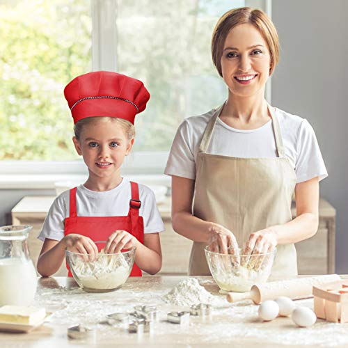 Niños Delantal y Gorro de Cocinero, Ajustable Infantil Delantales de Chef con Bolsillos para Niñas, Niñito Delantales de Cocina para Hornear Cocinar Pintura Artesanía (M para 3-6 Años) (Blanco)