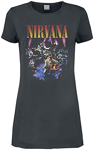 Nirvana Amplified Collection - Live In NYC Mujer Vestido Corto Gris Marengo XL, 100% algodón,
