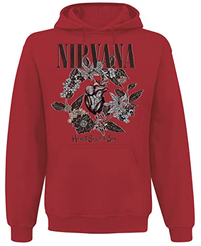 Nirvana Heart Shaped Box Hombre Sudadera con Capucha Rojo XL