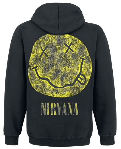Nirvana I'm So Happy Hombre Capucha con Cremallera Negro XXL, 80% algodón, 20% poliéster, Regular
