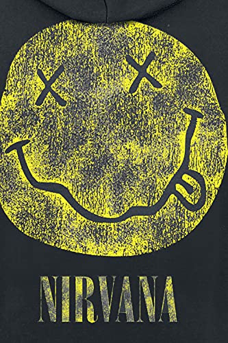 Nirvana I'm So Happy Hombre Capucha con Cremallera Negro XXL, 80% algodón, 20% poliéster, Regular