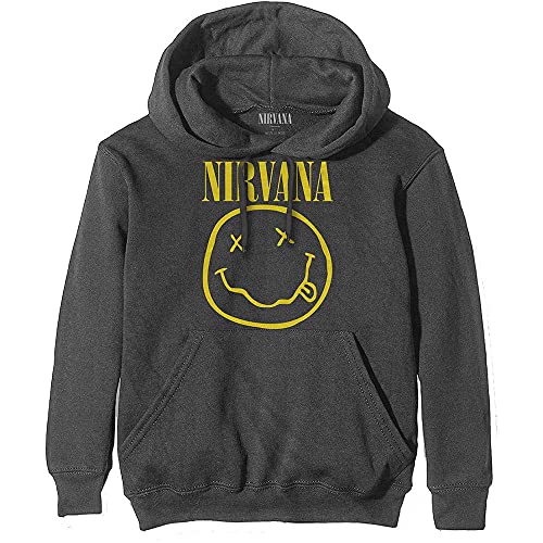 Nirvana 'Yellow Smile' (Grey) Pull Over Hoodie (x-large)