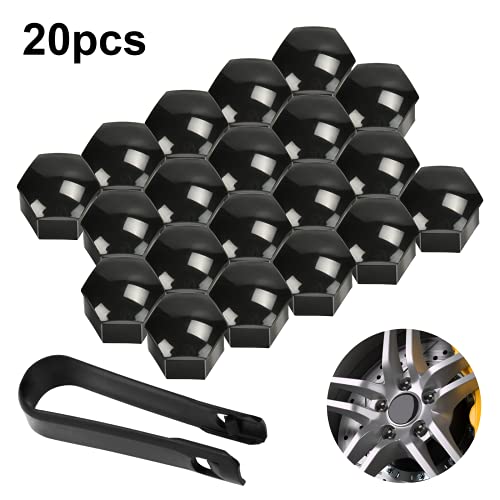 Niumowang 20PCS 21mm Universal Tapa de Tuerca de Rueda, Tapa del Borde de la Tuerca de la Rueda,Tapones Tornillos Ruedas Coche,Tapa Tuerca Perno, con Eliminar Herramienta.