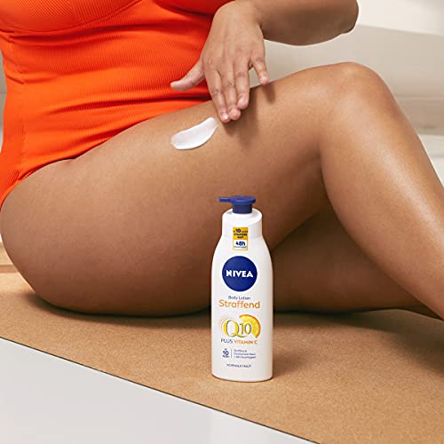 NIVEA Q10 Aceite de Argán Body Milk hidratante Reafirmante + Hidratante (1 x 400 ml), loción corporal para reafirmar la piel y mejorar su elasticidad en 10 días
