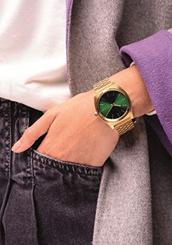 Nixon Reloj Analógico para Hombre de Cuarzo con Correa en Acero Inoxidable A045-1919-00, Verde/Dorado