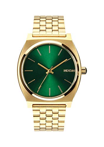 Nixon Reloj Analógico para Hombre de Cuarzo con Correa en Acero Inoxidable A045-1919-00, Verde/Dorado