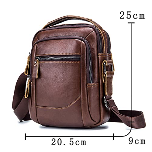 NIYUTA bandolera hombre piel bolso hombre lateral Cuero Bolso Hombro Piel Pequeño Retro Bolsos cruzados Marrón