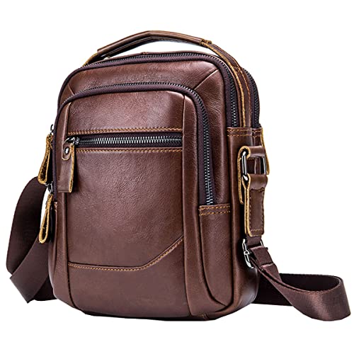 NIYUTA bandolera hombre piel bolso hombre lateral Cuero Bolso Hombro Piel Pequeño Retro Bolsos cruzados Marrón