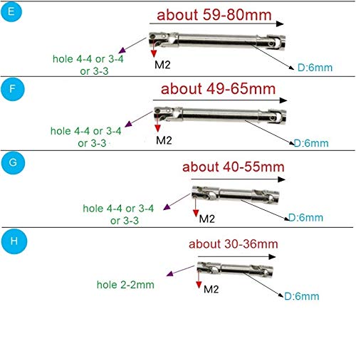 NO LOGO FMN-Gears, 1PC Alta dureza telescópica Universal del árbol de transmisión cardan del Eje Hierro de conducción de Eje for el Coche de RC (tamaño : E 3 to 4mm)