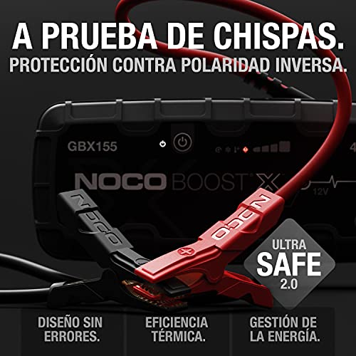 NOCO Boost X GBX155, 4250A 12V UltraSafe Arrancador de Litio, Bateria Booster Profesional, Cargador Powerbank y Cables de Arranque de Coche por Gasolina de hasta 10.0 Litros y Diésel de 8.0 Litros