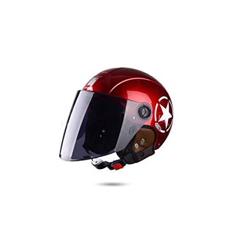 nohbi Scooter Cascos de Moto Integrales,Casco de Moto ciclomotor, Casco cálido de Invierno - Rojo B,Casco Deportivo Unisex