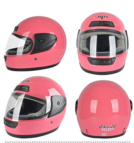 nohbi Scooter Cascos de Moto Integrales,Casco de Motocicleta eléctrica, Casco cálido y antivaho de otoño e Invierno Completo - Rosa,Casco Deportivo Unisex