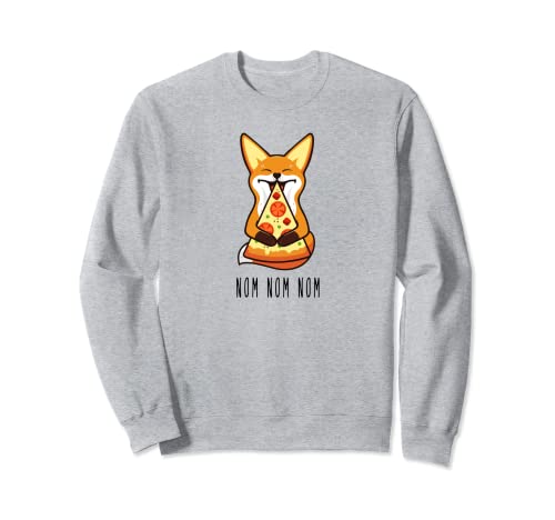 Nom Nom Nom Fox comer pizza animal divertido Sudadera