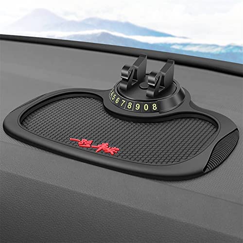 Non-slip Phone Pad for 4-in-1 Car, Instrument Panel Mobile Phone Bracket Anti-slip Mat, Anti-slip Car Dash Grip Pad for Cell Phone, Cool Glow-in-the-dark Phone Pad with Car Parking Card (Black)