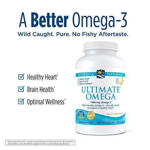 Nordic Naturals Ultimate Omega, 1280Mg Sabor Limón - 180 Cápsulas Blandas 180 Unidades 310 g