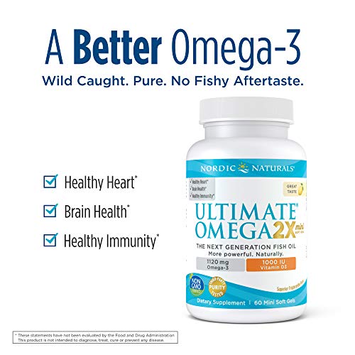 Nordic Naturals Ultimate Omega 2X Mini Con Vitamina D3, 1120 Mg De Limón - 60 Cápsulas Blandas 60 Unidades 100 g