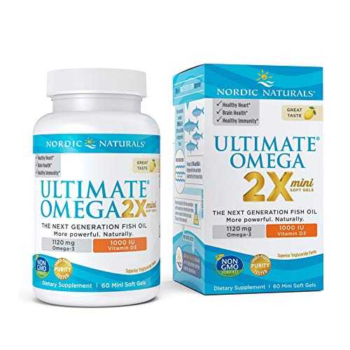 Nordic Naturals Ultimate Omega 2X Mini Con Vitamina D3, 1120 Mg De Limón - 60 Cápsulas Blandas 60 Unidades 100 g