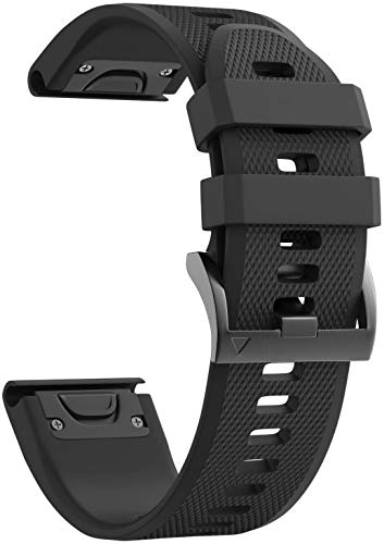 NotoCity Correa Compatible con Fenix 5X Easy Fit 26 mm Pulsera de Silicona para Fenix 5X/Fenix 5X Plus Fenix 3/Fenix 3 HR (Negro)