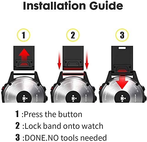 NotoCity Correa Compatible con Fenix 5X Easy Fit 26 mm Pulsera de Silicona para Fenix 5X/Fenix 5X Plus Fenix 3/Fenix 3 HR (Negro)