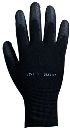 Novatool 12 pares de guantes de trabajo para hombre, talla 8, poliéster, EN388:2016 4131X, guantes de montaje, guantes de protección, guantes mecánicos, taller, para el jardín