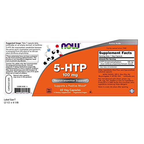 Now Foods 5-HTP 100mg Standard - 60 Cápsulas