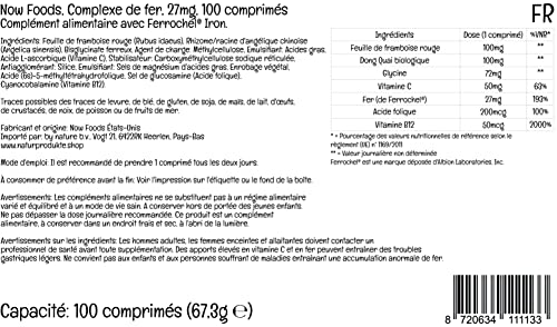 Now Foods, Iron Complex ( Complejo de Hierro ), 27 mg, 100 Comprimidos veganos, Probado en Laboratorio, Hierro, Vitaminas, Sin Gluten, Sin Soja, Vegetariano