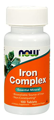 Now Foods, Iron Complex ( Complejo de Hierro ), 27 mg, 100 Comprimidos veganos, Probado en Laboratorio, Hierro, Vitaminas, Sin Gluten, Sin Soja, Vegetariano