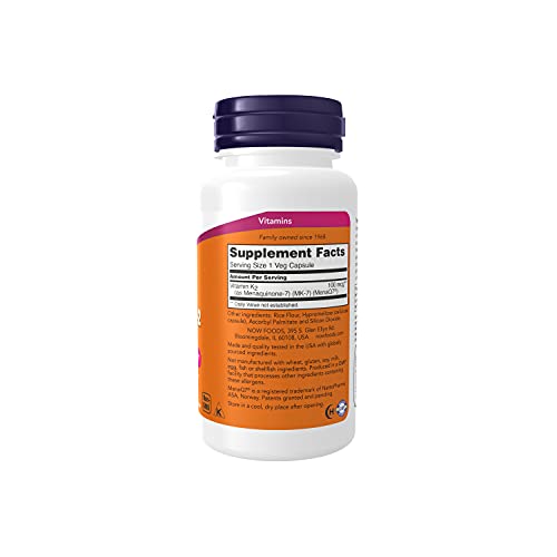 NOW Foods P32197 MK-7 Vitamina K-2 100 Mcg 120 Unidades, 80 g