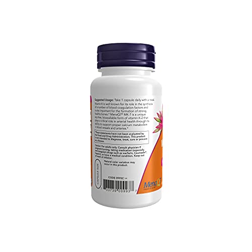 NOW Foods P32197 MK-7 Vitamina K-2 100 Mcg 120 Unidades, 80 g