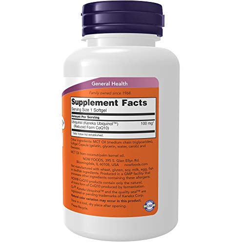 Now Foods Ubiquinol, 100 mg - 120 cápsulas blandas 120 Unidades 120 g