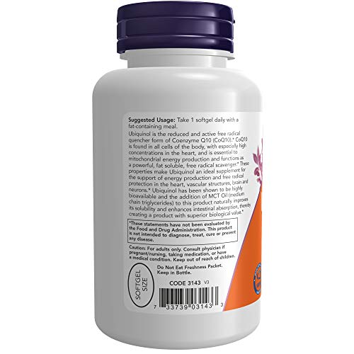 Now Foods Ubiquinol, 100 mg - 120 cápsulas blandas 120 Unidades 120 g