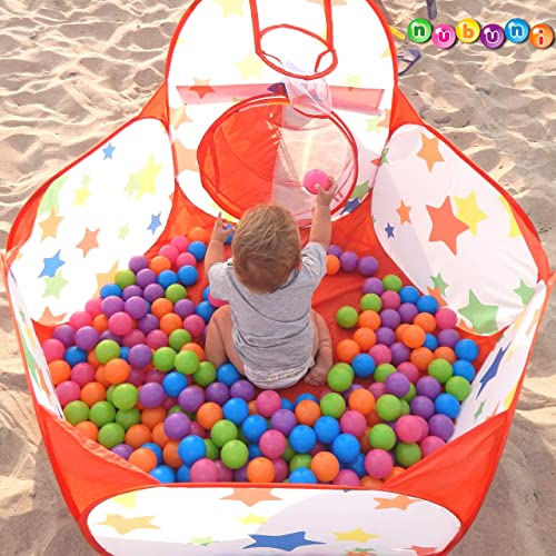 NUBUNI 3 en 1 Tienda Campaña Infantil : Piscina de Bolas + Casita Infantil + Tunel Infantil: Plegable Parque Bebe Bolas Infantil Jardín Exterior Interior Juguetes Niños Niñas Bebes Casitas Tela Tipi A