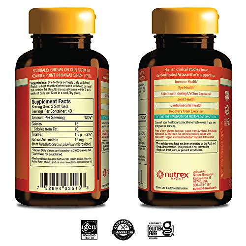 Nutrex Hawaii, BioAstin, Astaxantina Hawaiana, 4 mg, 120 cápsulas, sin gluten