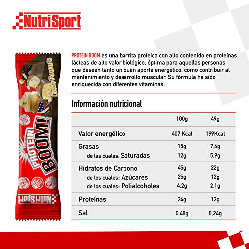 Nutrisport – Barritas Proteicas para Deportistas, Sabor Chocopeanuts, Caja de 24 Barritas, 24 x 49G